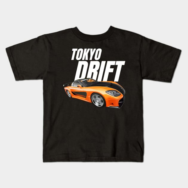 Tokyo Drift RX7 { Fast and furious } Kids T-Shirt by MOTOSHIFT